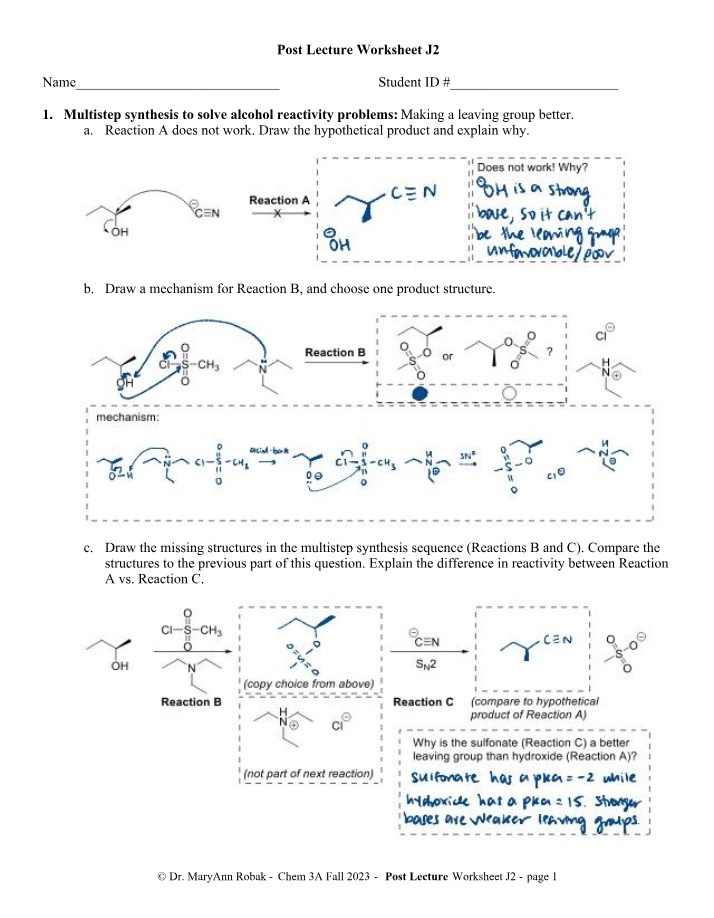 Worksheet J2 - Post Lecture