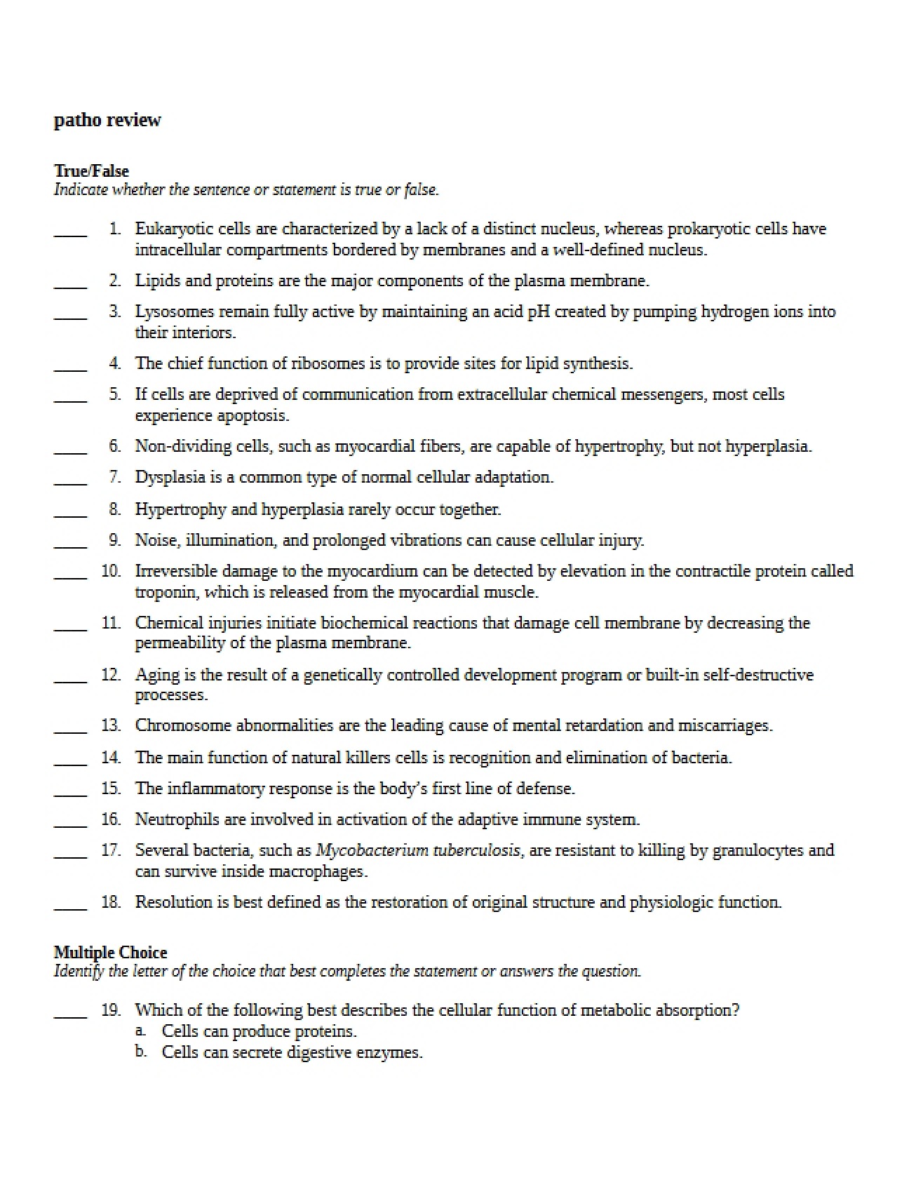 Pathology Review Notes