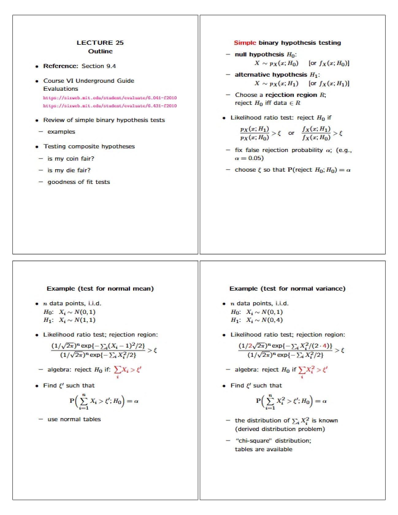 Hypothesis Testing: Simple Binary