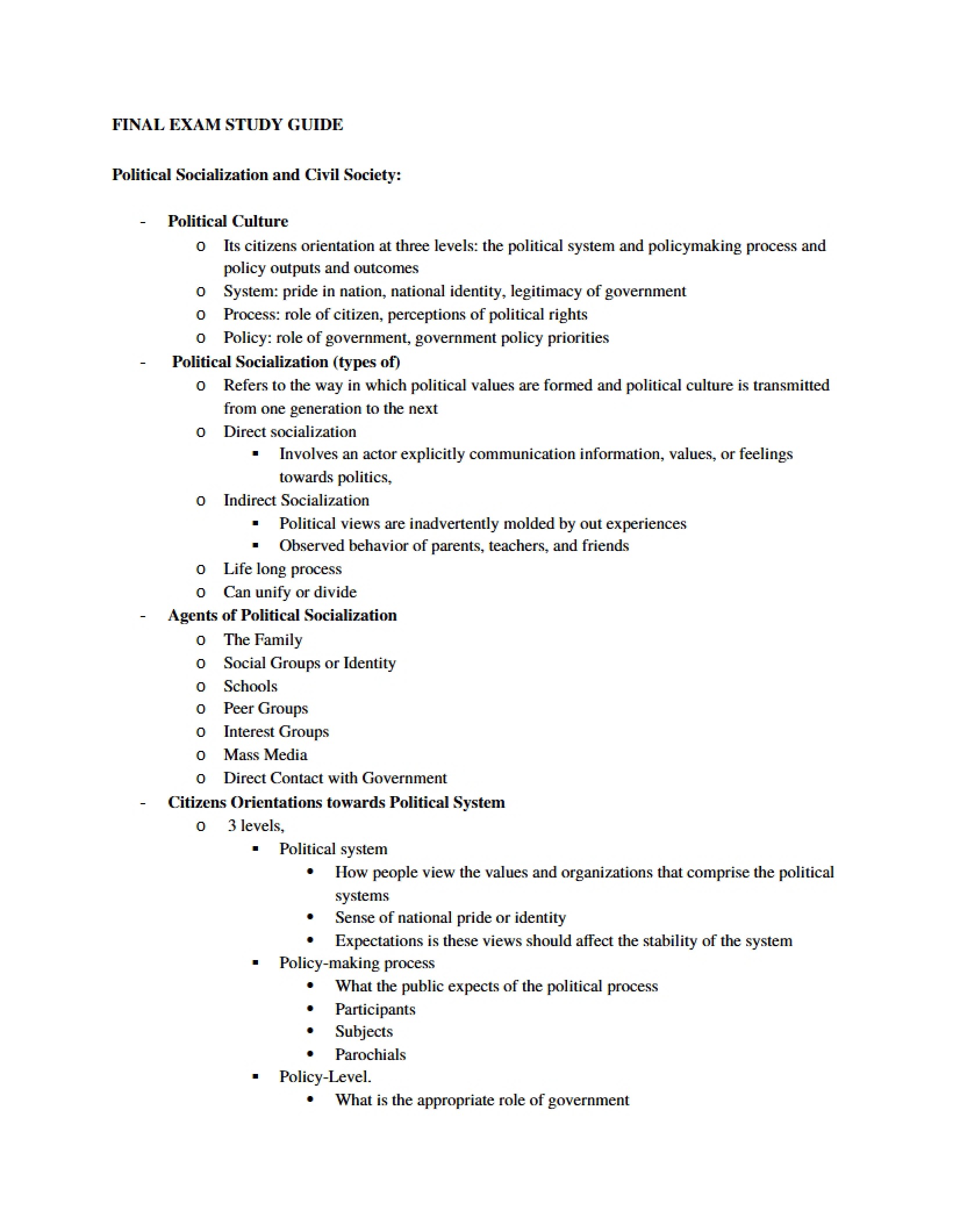 Preparation Guide for Final Exam