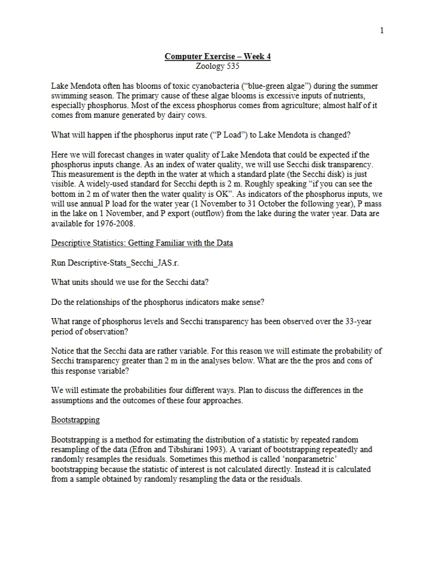 Week Four Computer Exercise