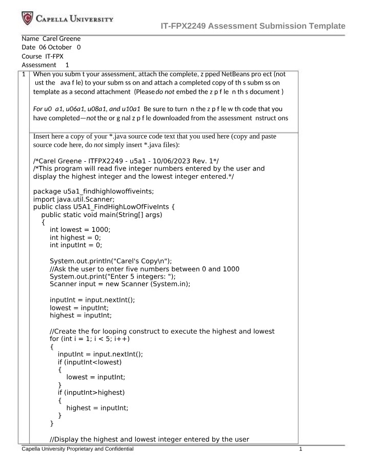 IT-FPX2249 Assessment 5.1 - GreeneCarel