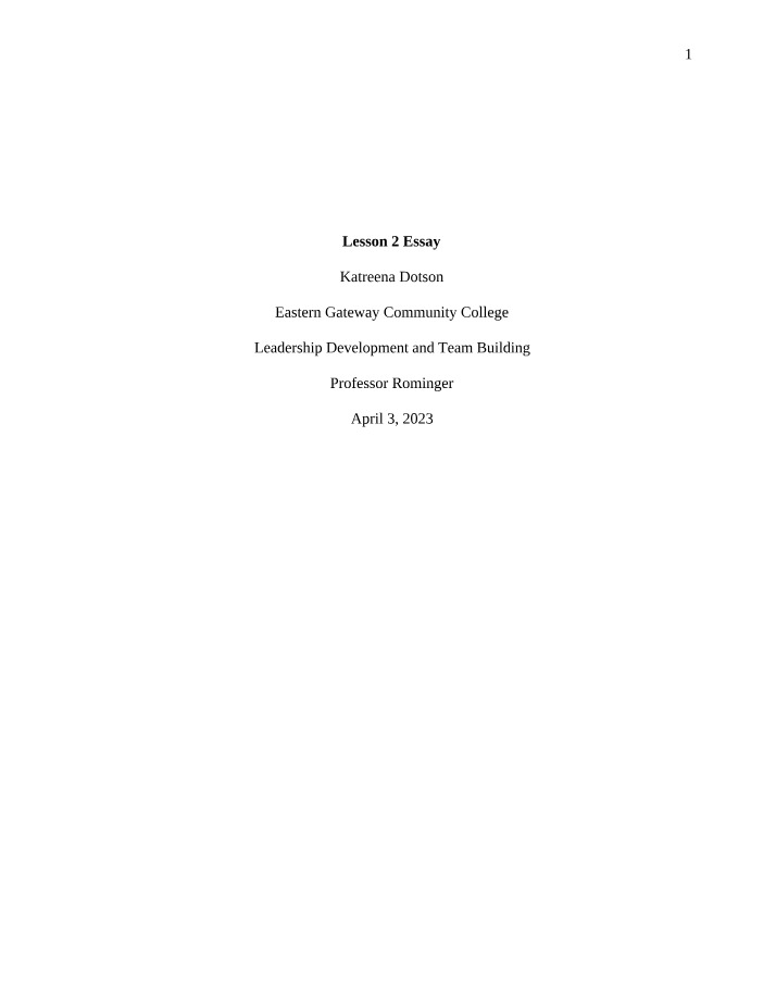 Essay for Lesson 2