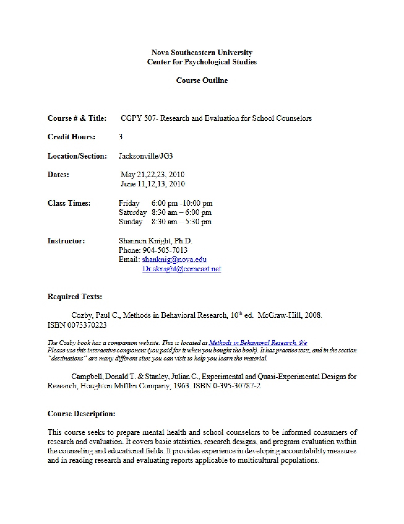 School Counselor Research Outline