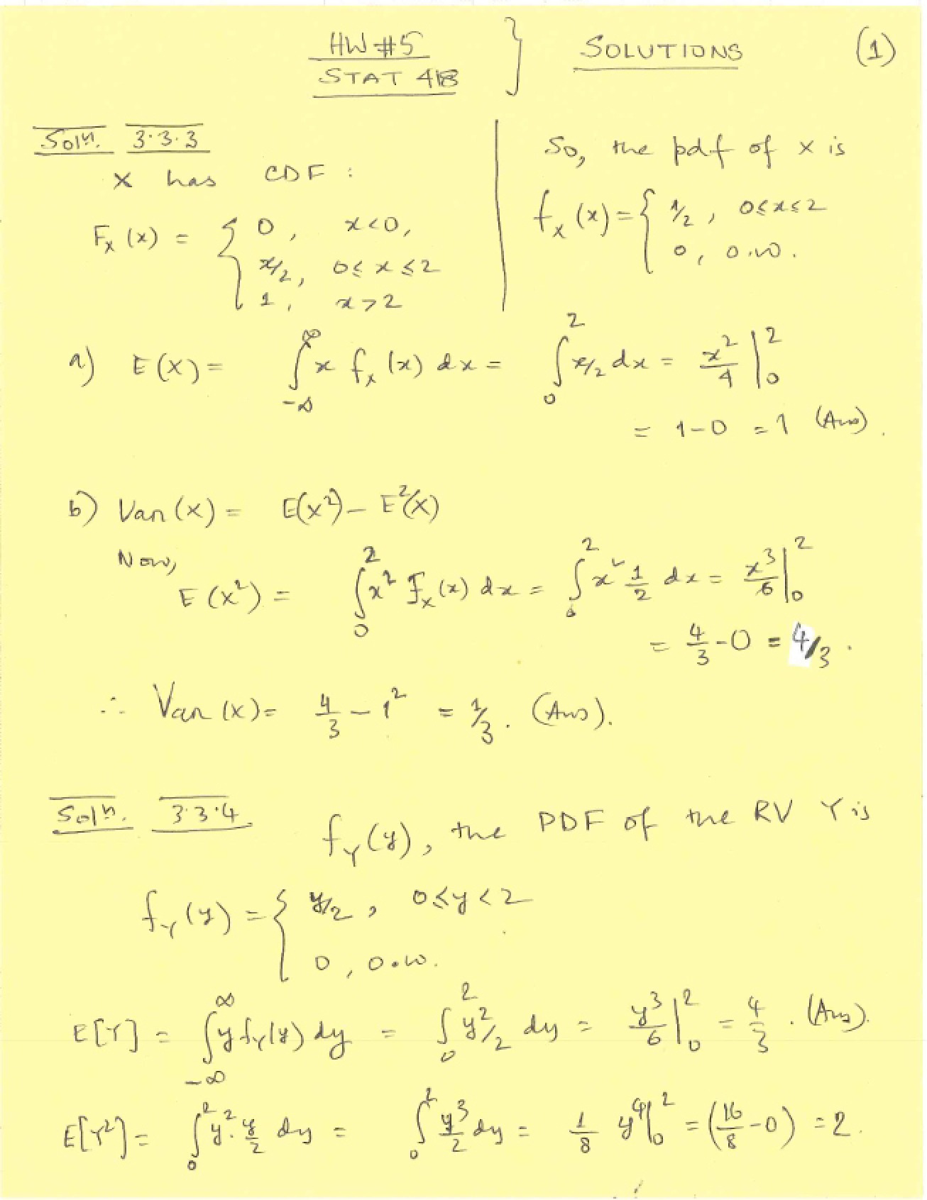 Fifth Homework Solutions
