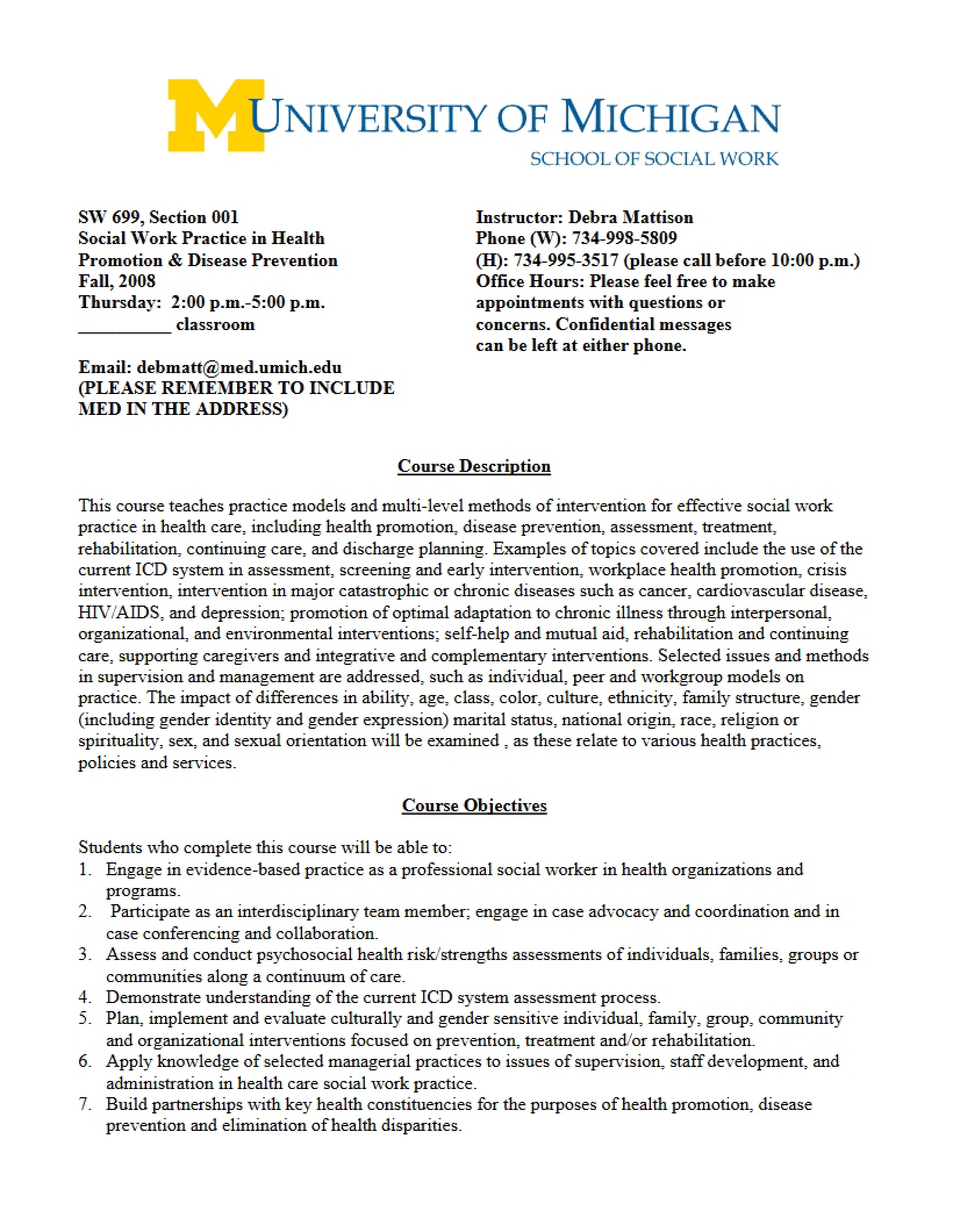 Syllabus for SW 699