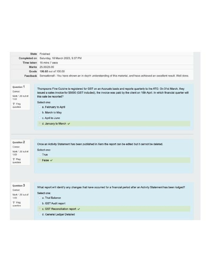 Quiz on GST Reporting