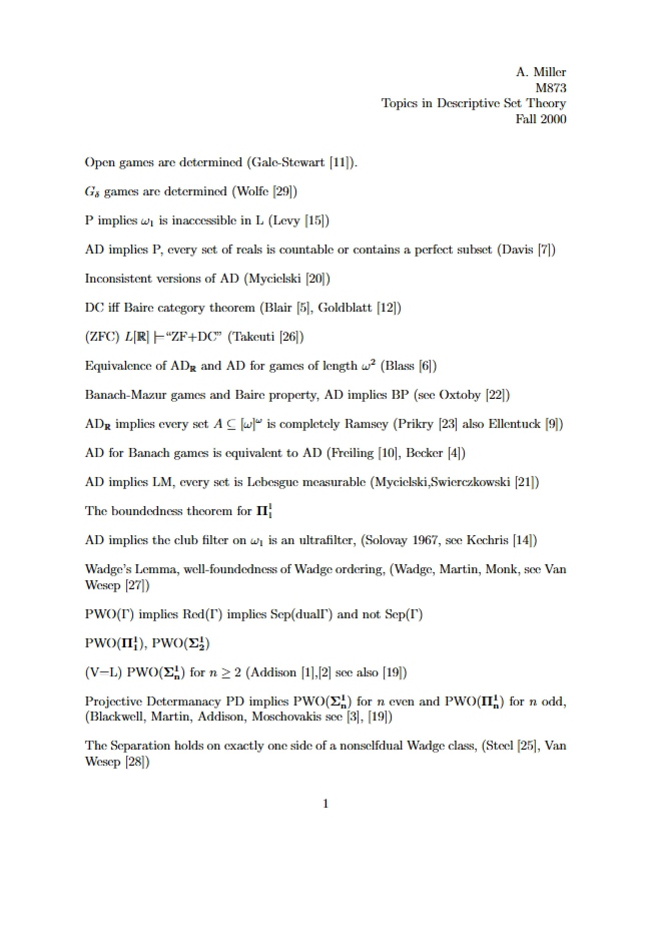 Study Notes for Math 873