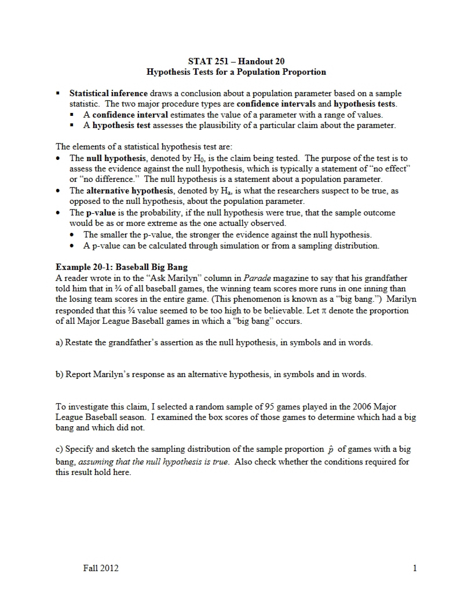 Population Proportion Hypothesis Tests