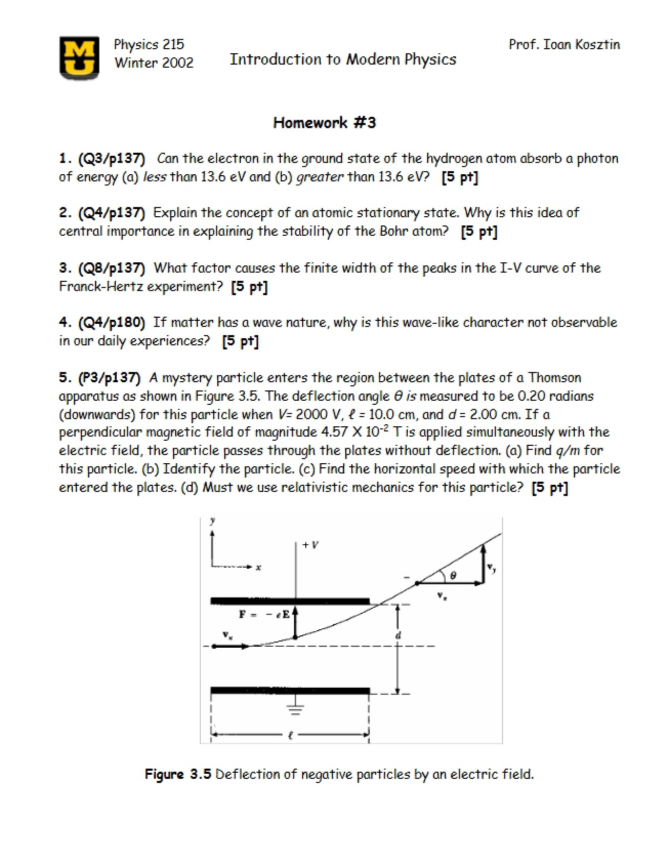 Modern Physics Homework Assignments