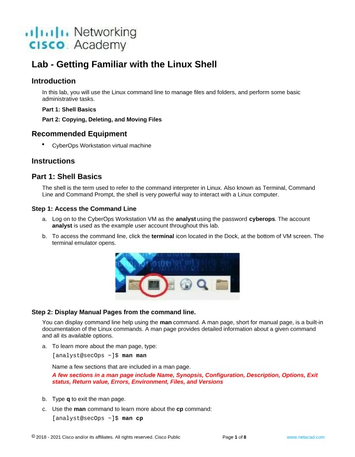 Getting Familiar with the Linux Shell Lab