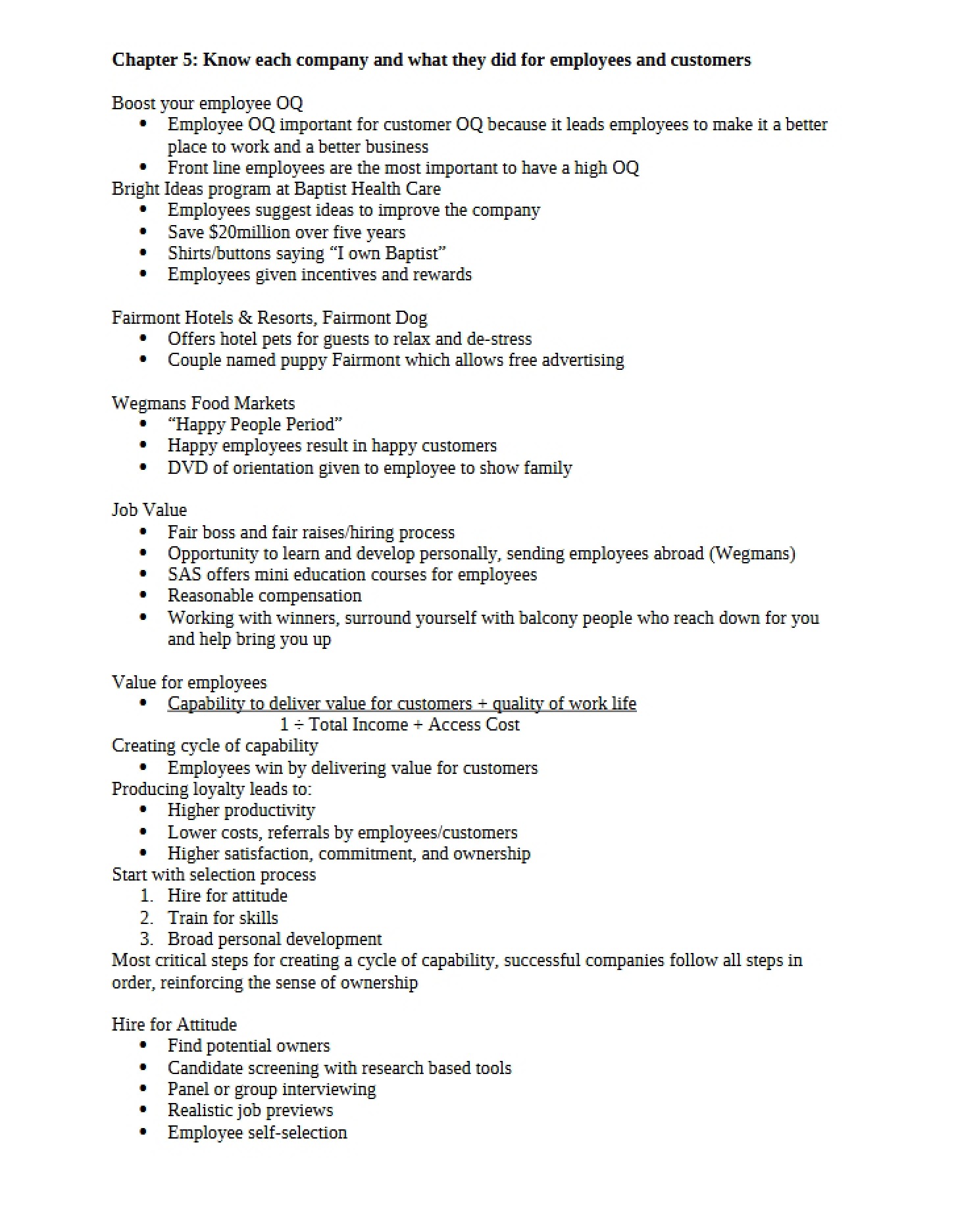 Section Five Subject Summary