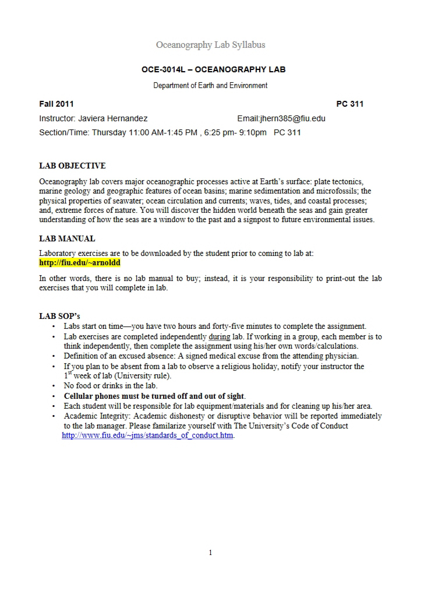 Academic Procedures and Syllabus