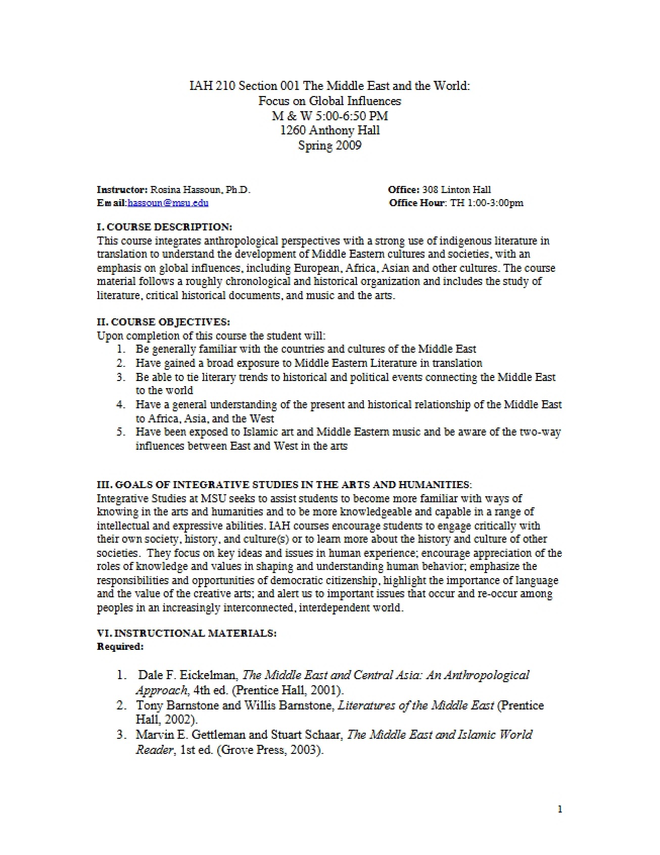 IAH 210 Syllabus