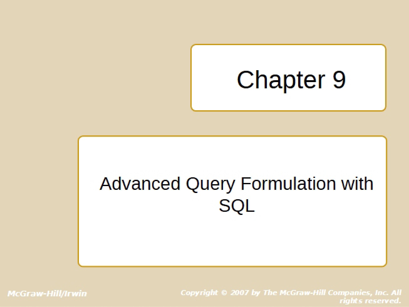 SQL Advanced Query Formulation