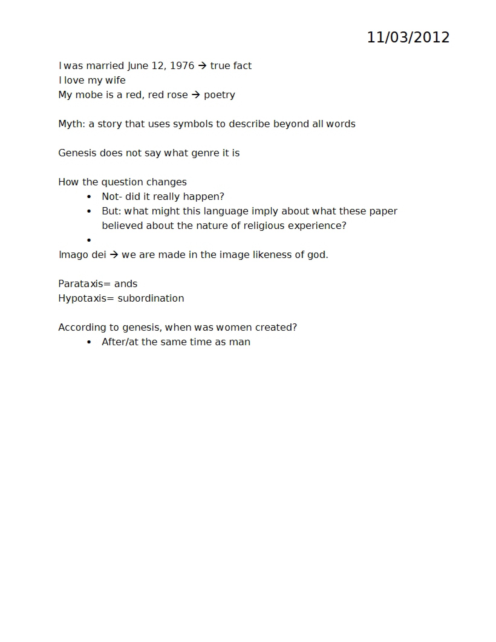 Bible as Literature Lecture Notes
