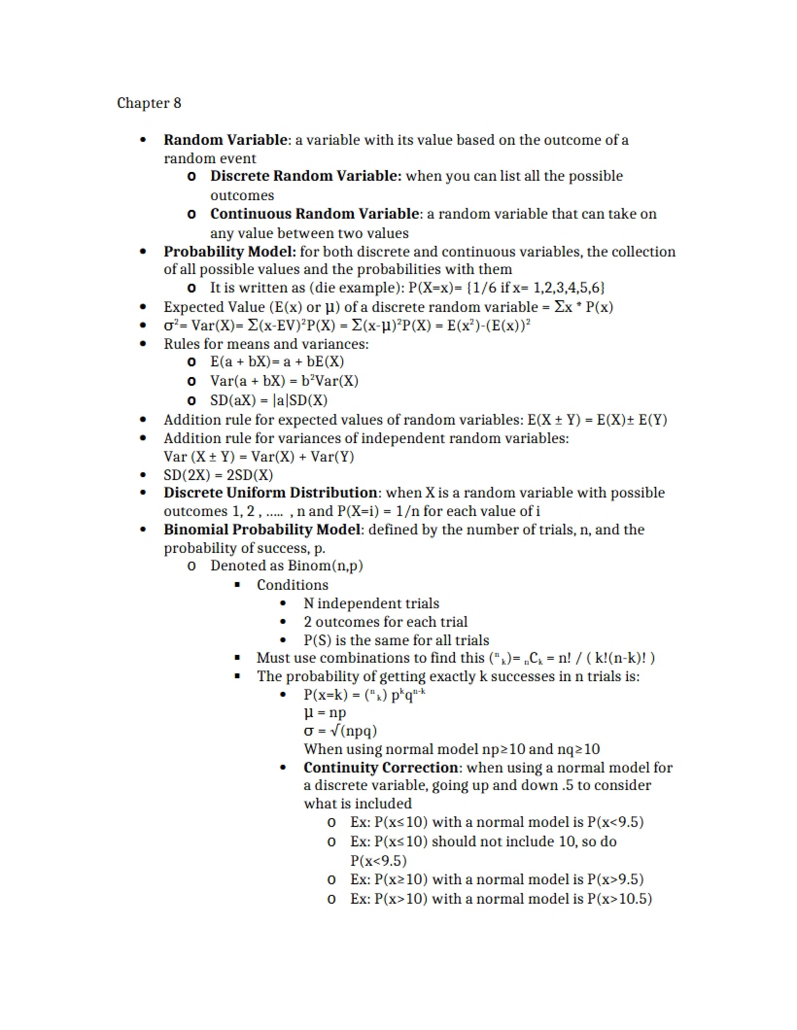 Chapter 8 Random Variables