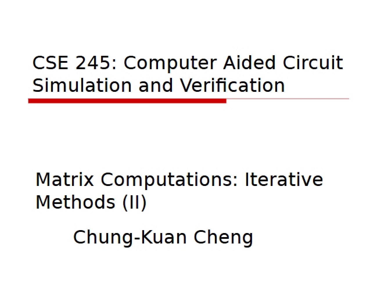 Methods for Matrix Computation