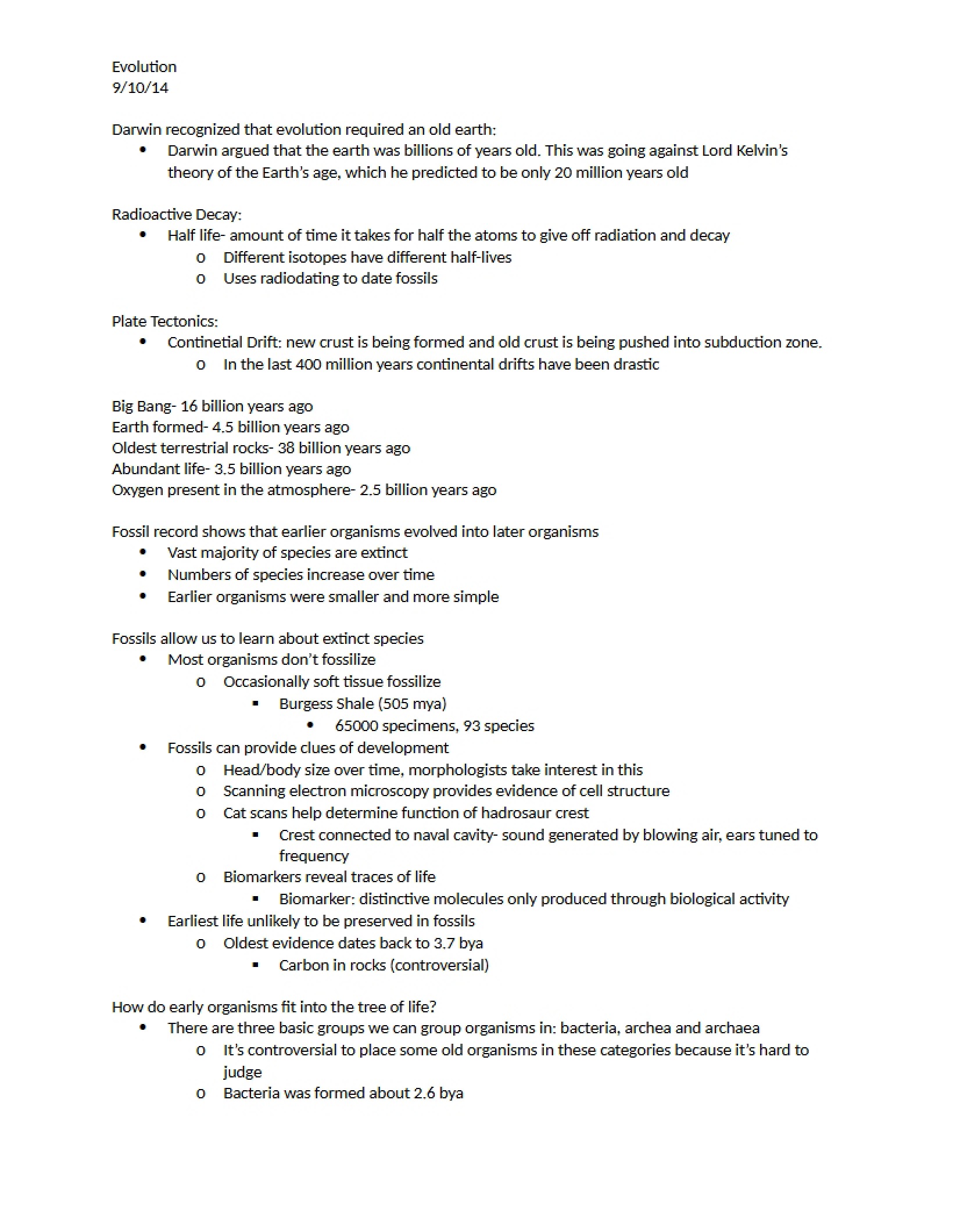 Evolution Notes (Sep 10, 2014)