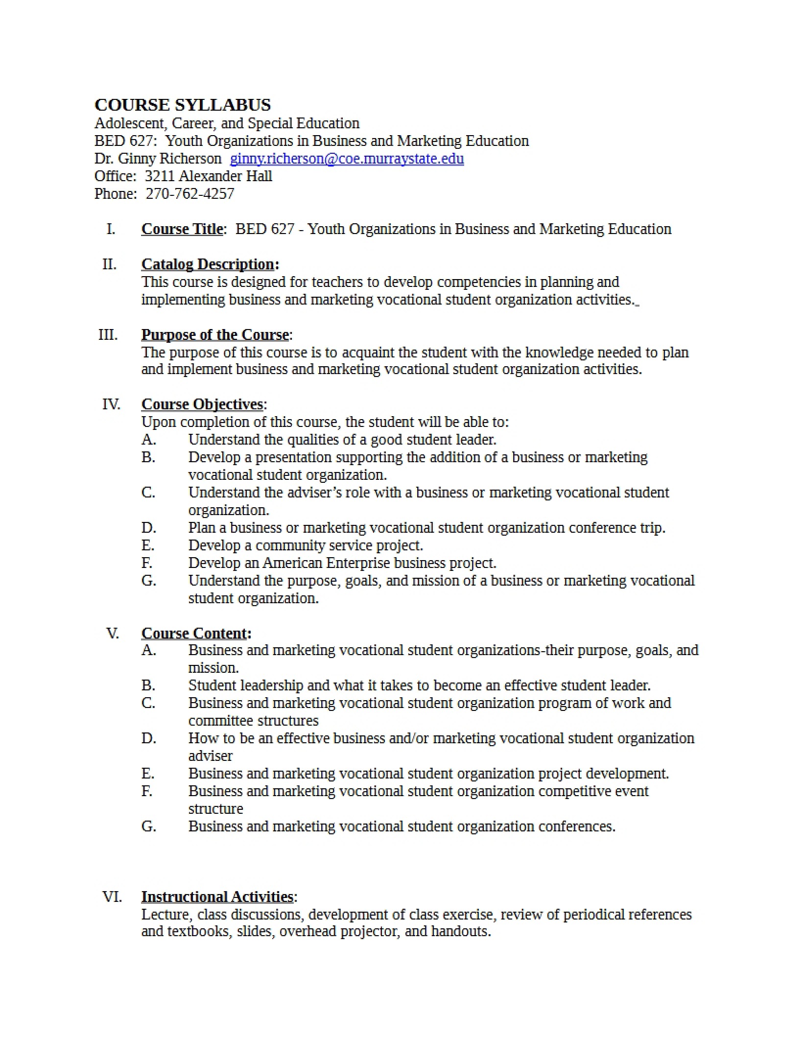 Syllabus - 5 Pages