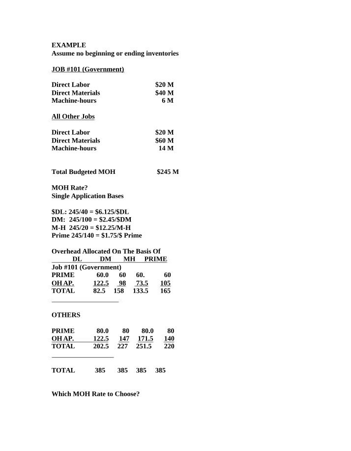 Choosing the Best Method for Job #101 - Calculating MOH Rate