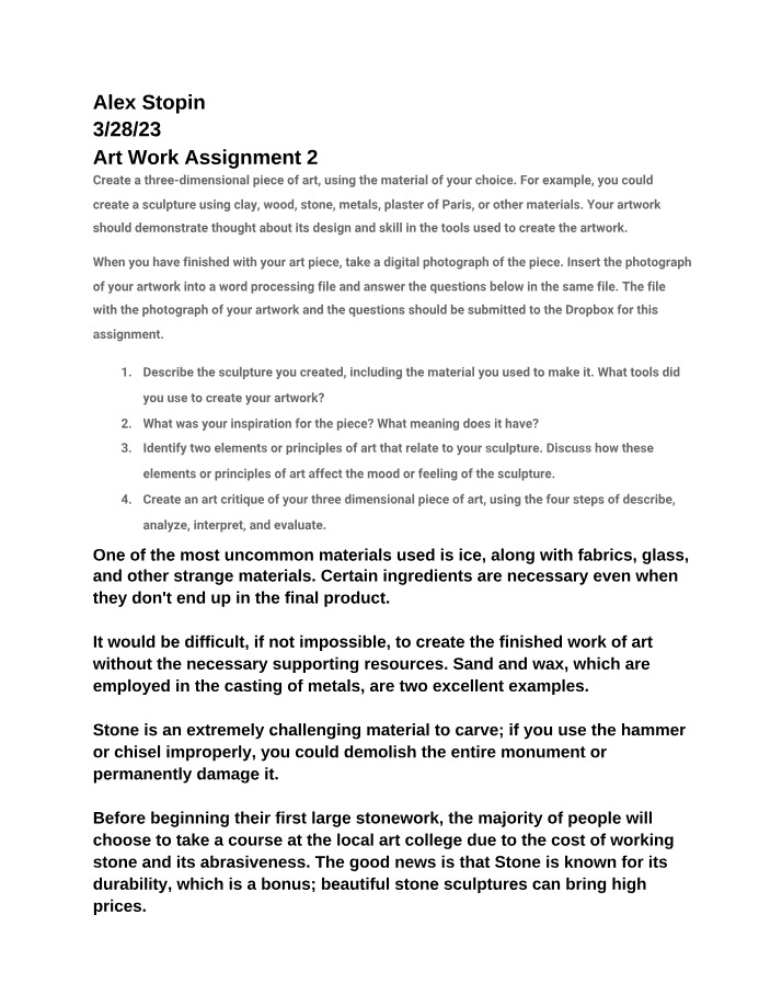 Assignment 2 - Art Work