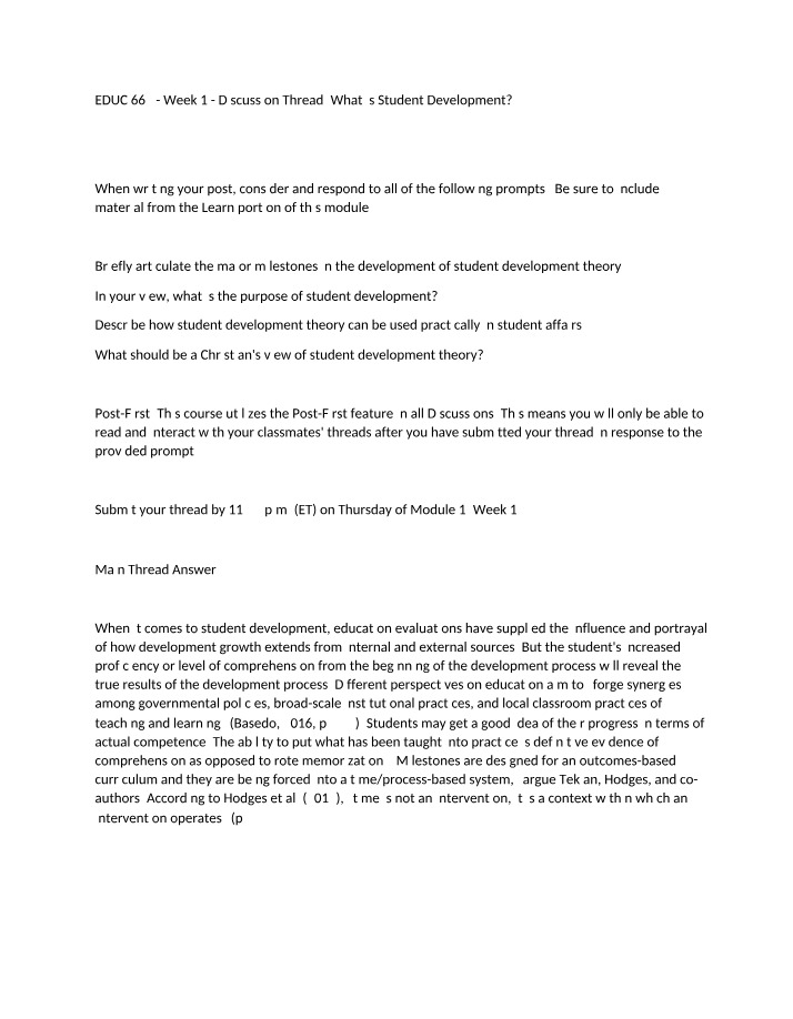 Week 1 Discussion - What is Student Development