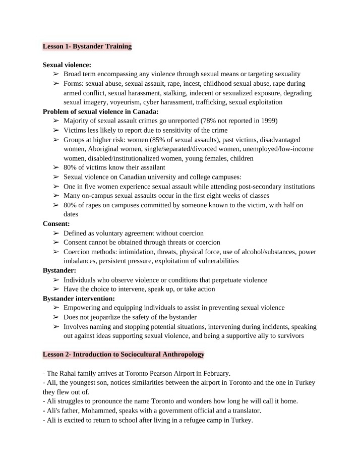 AN 100 Course Notes