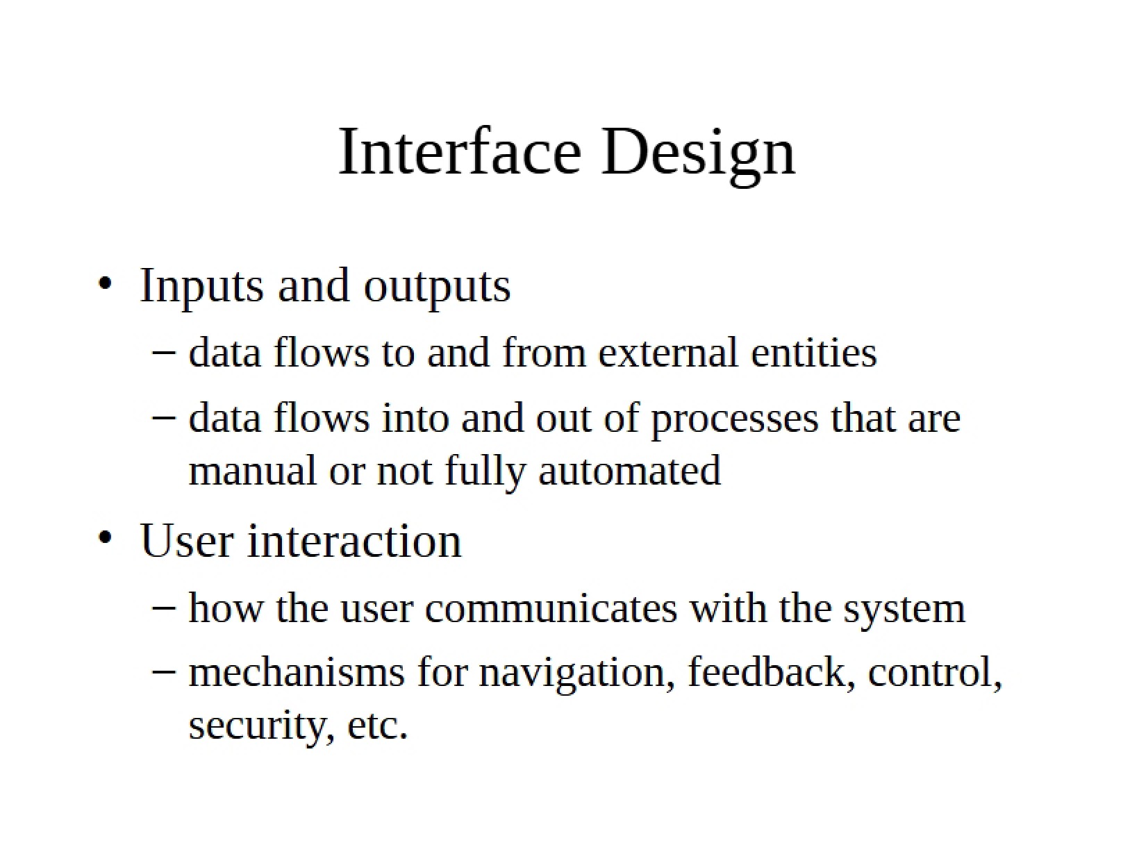 Design of Interfaces
