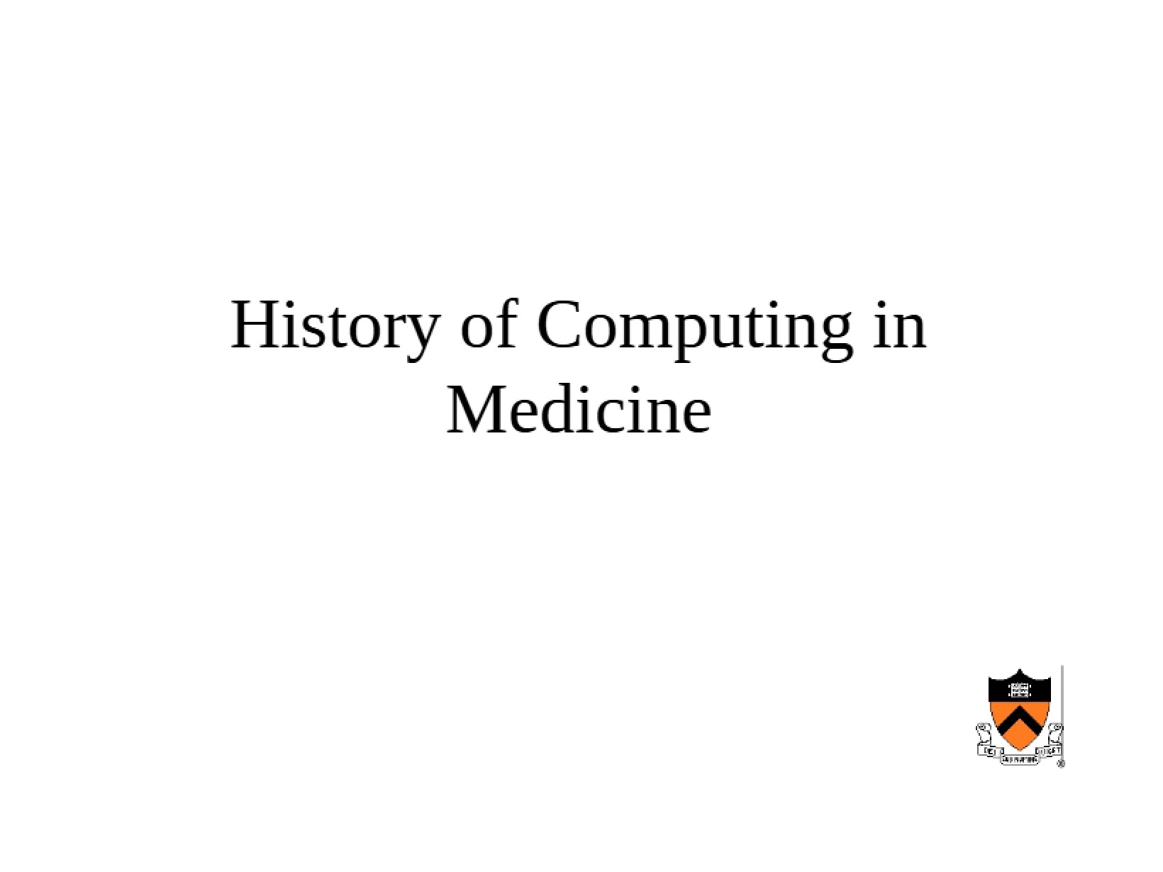 Medicine Computing History