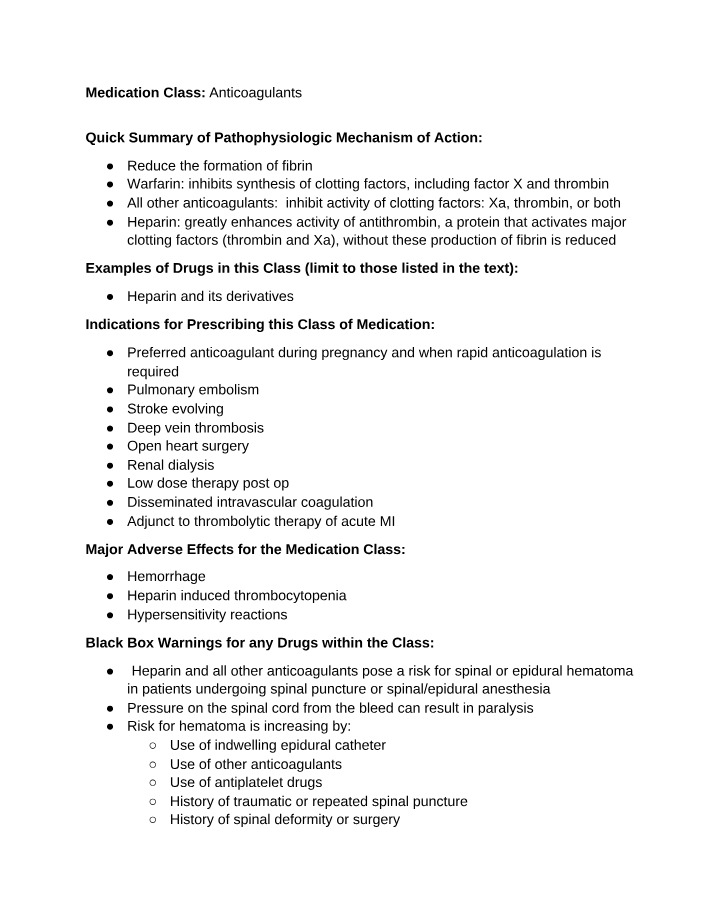 Anticoagulants - Mechanism and Indications