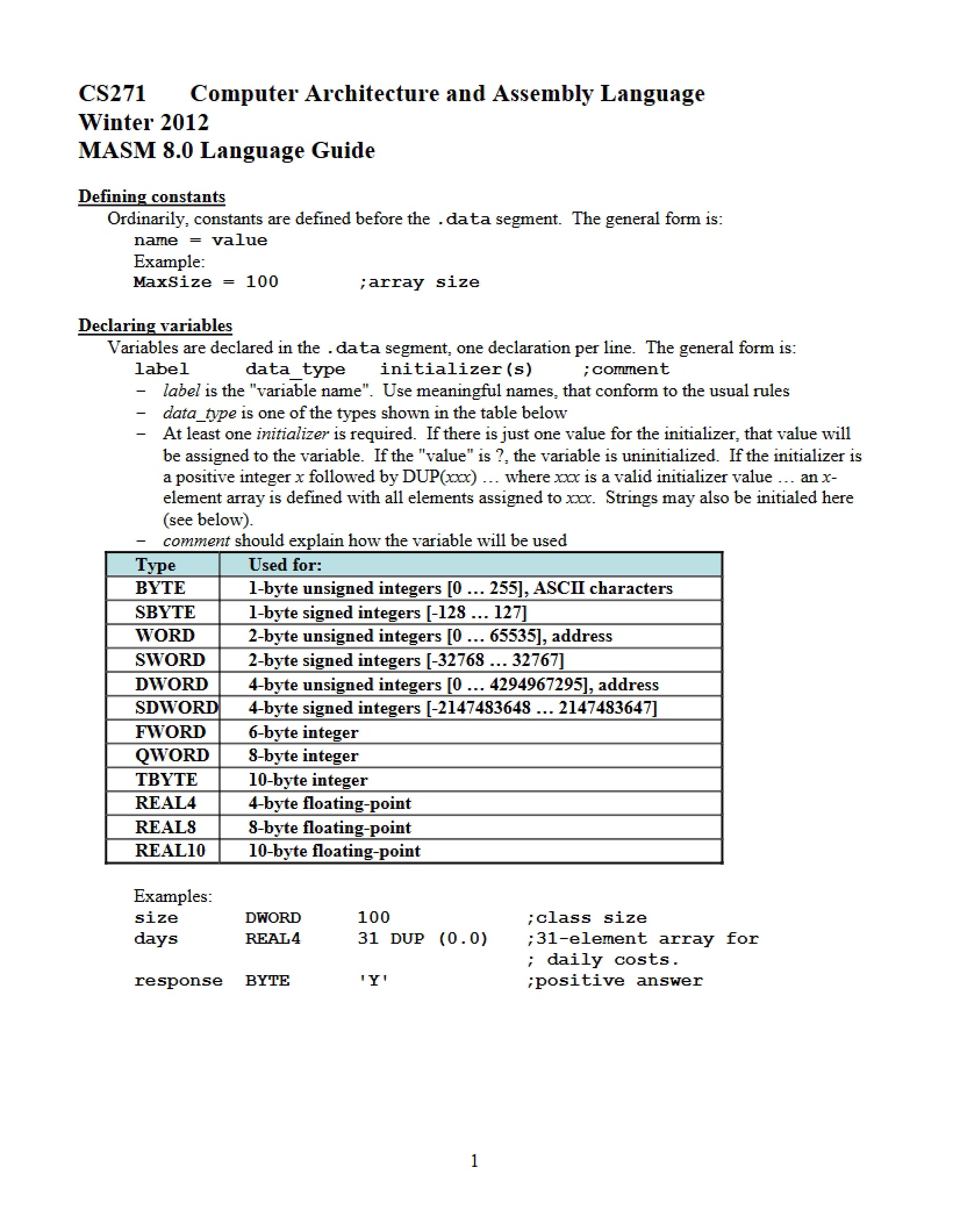 Assembly Language and Computer Architecture