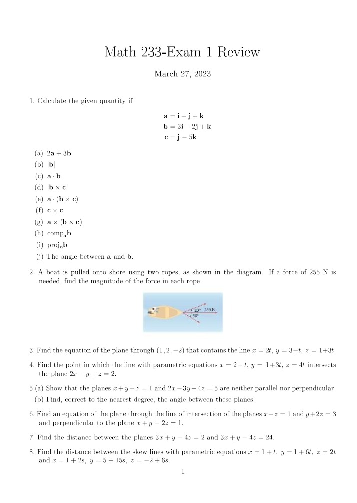 MATH233 Exam 1 Review