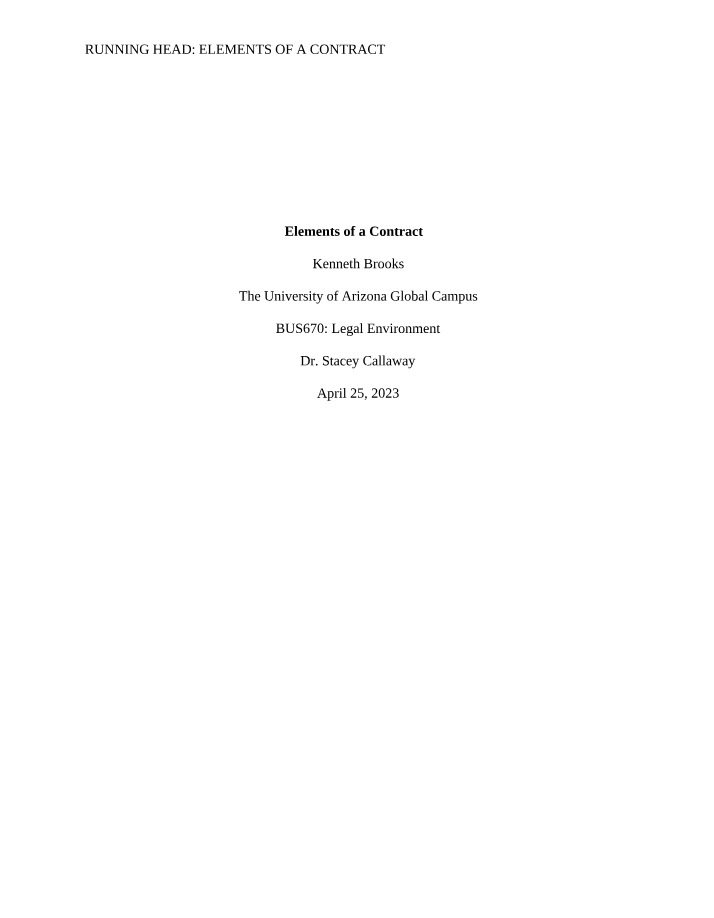 Elements of a Contract Section 1