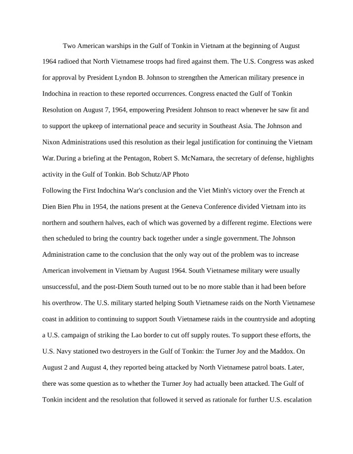 HIST1302 - Gulf of Tonkin Incident and LBJ Great Society Programs