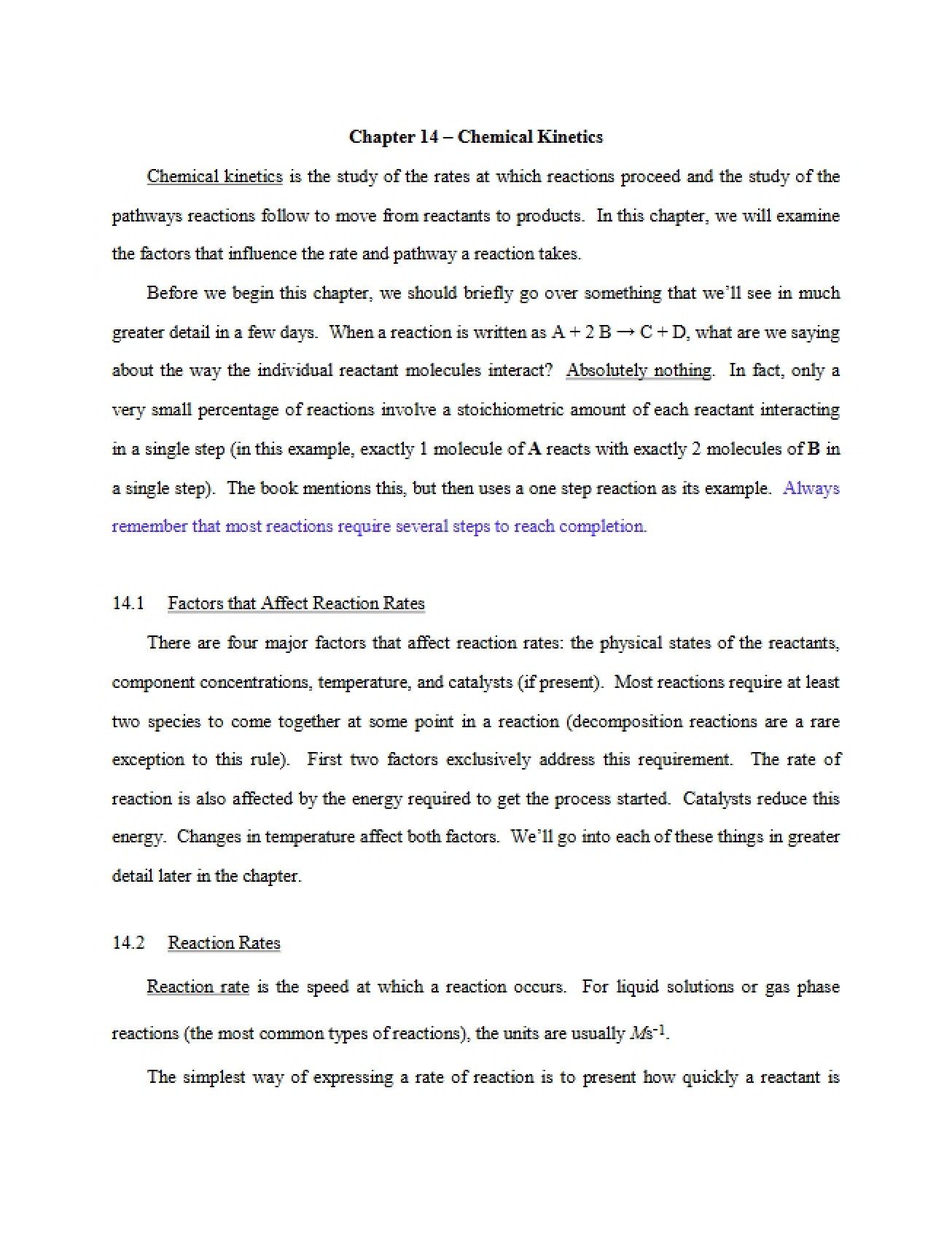 Kinetics in Chemistry