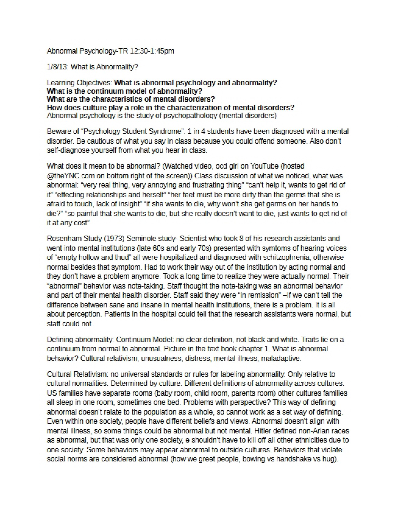 Inquiry into Abnormality Part 1
