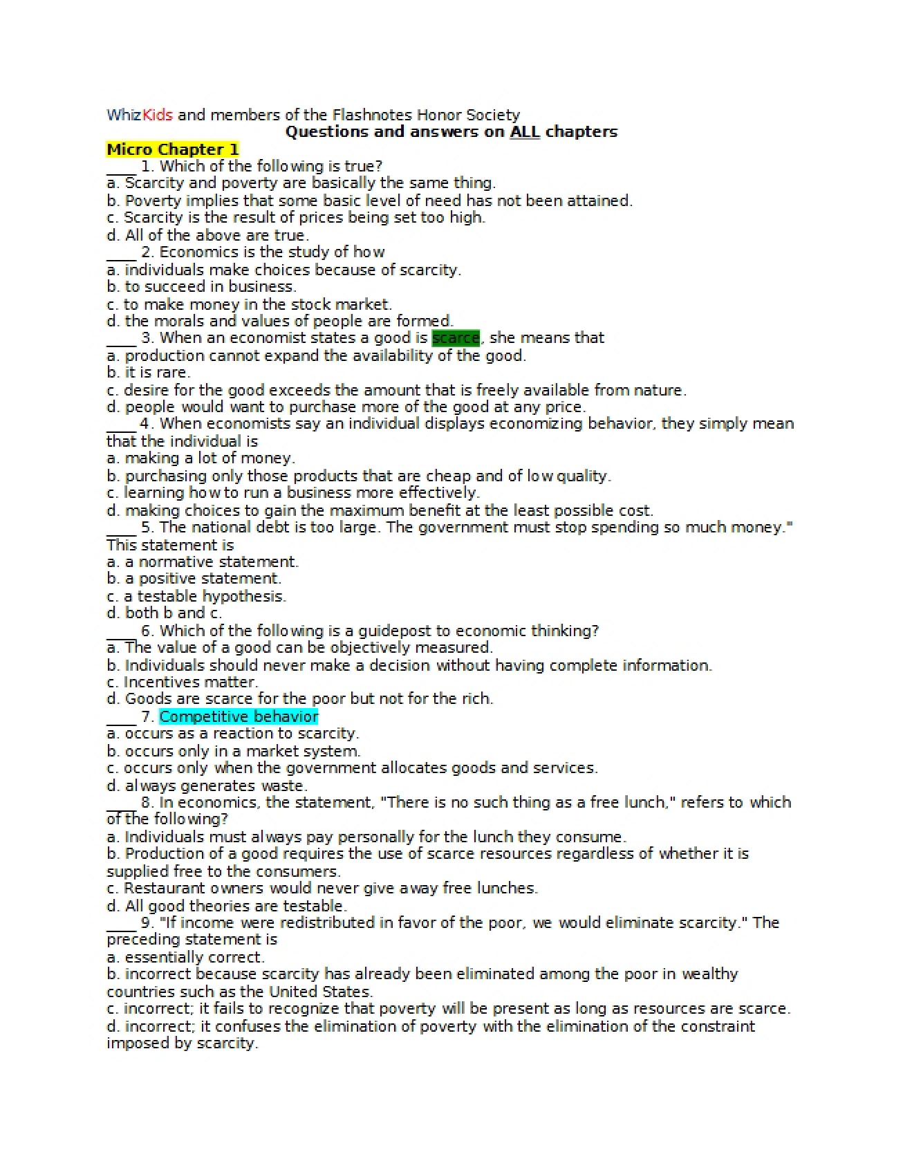 Guide for Studying Microeconomics