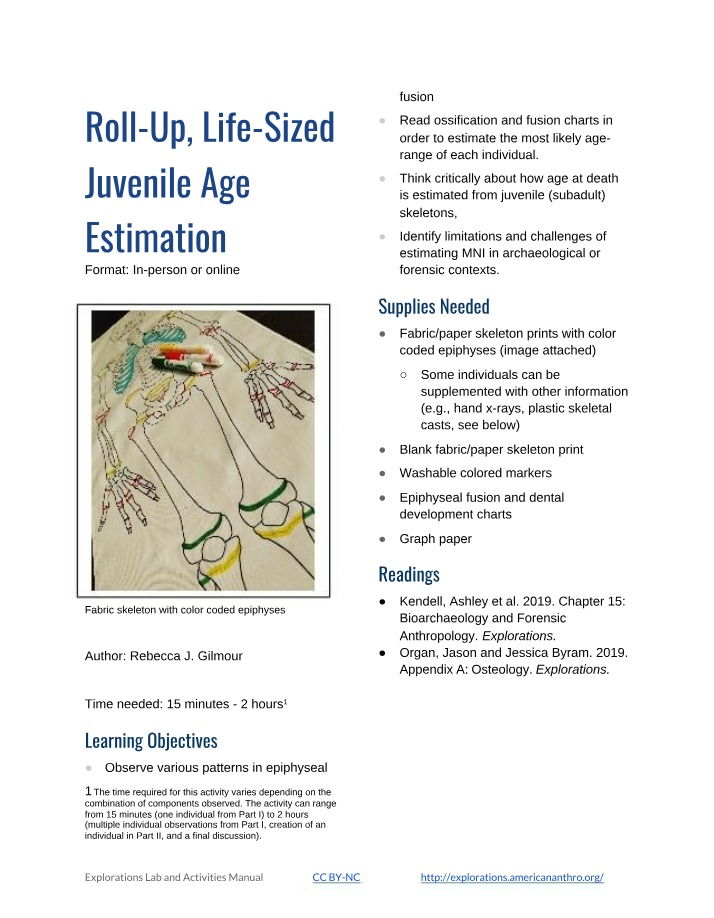 Juvenile Age Estimation - Roll-Up Activity