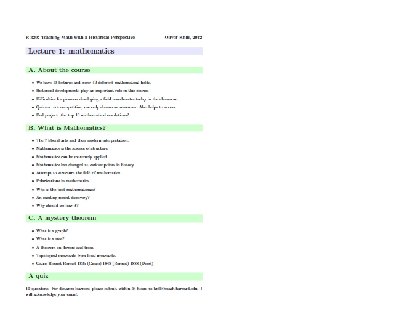 Teaching Math Historical Perspective Overview