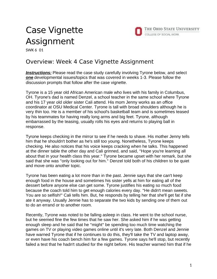 Case Vignette Assignment - Week 4