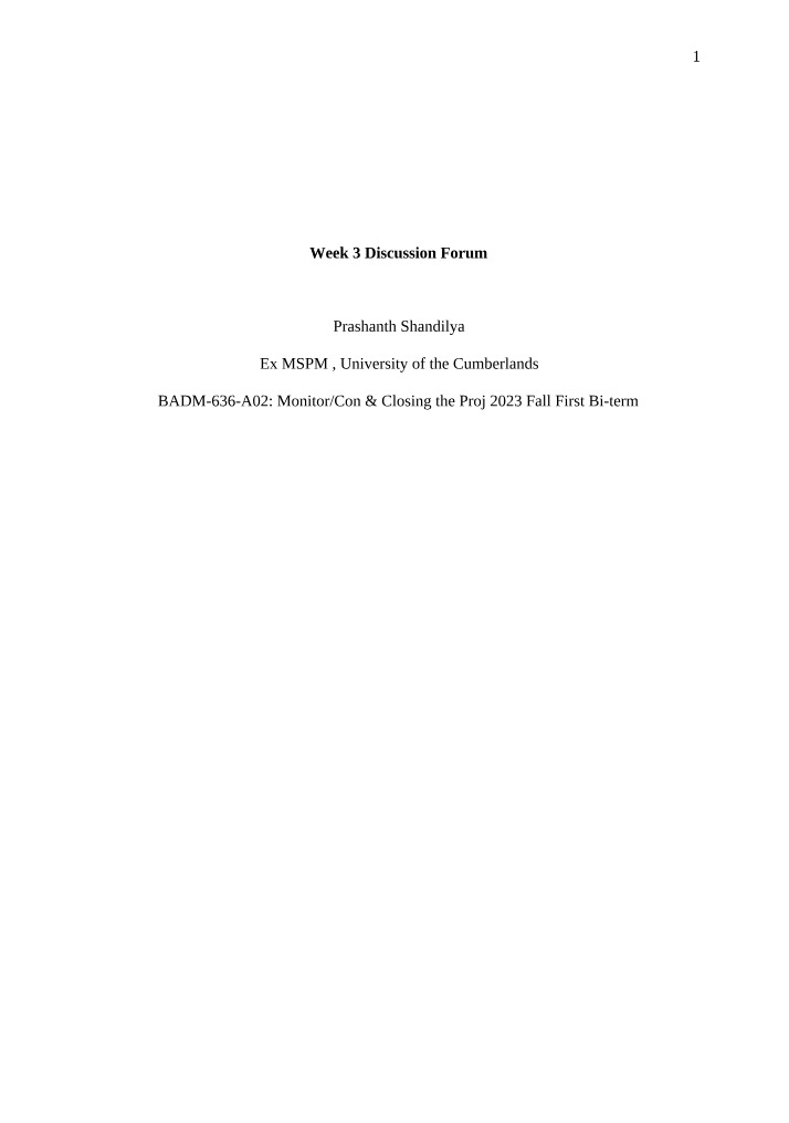 Discussion Forum for Week 3