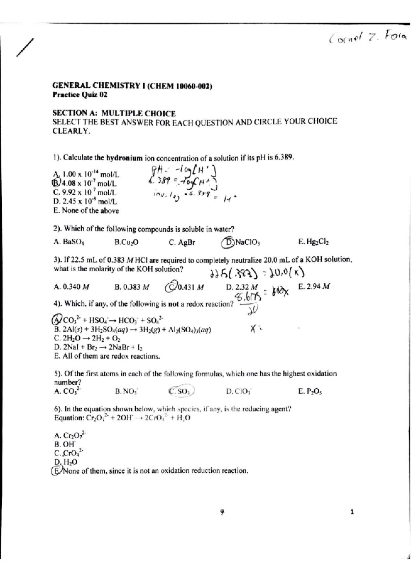 Gen Chem Assessment