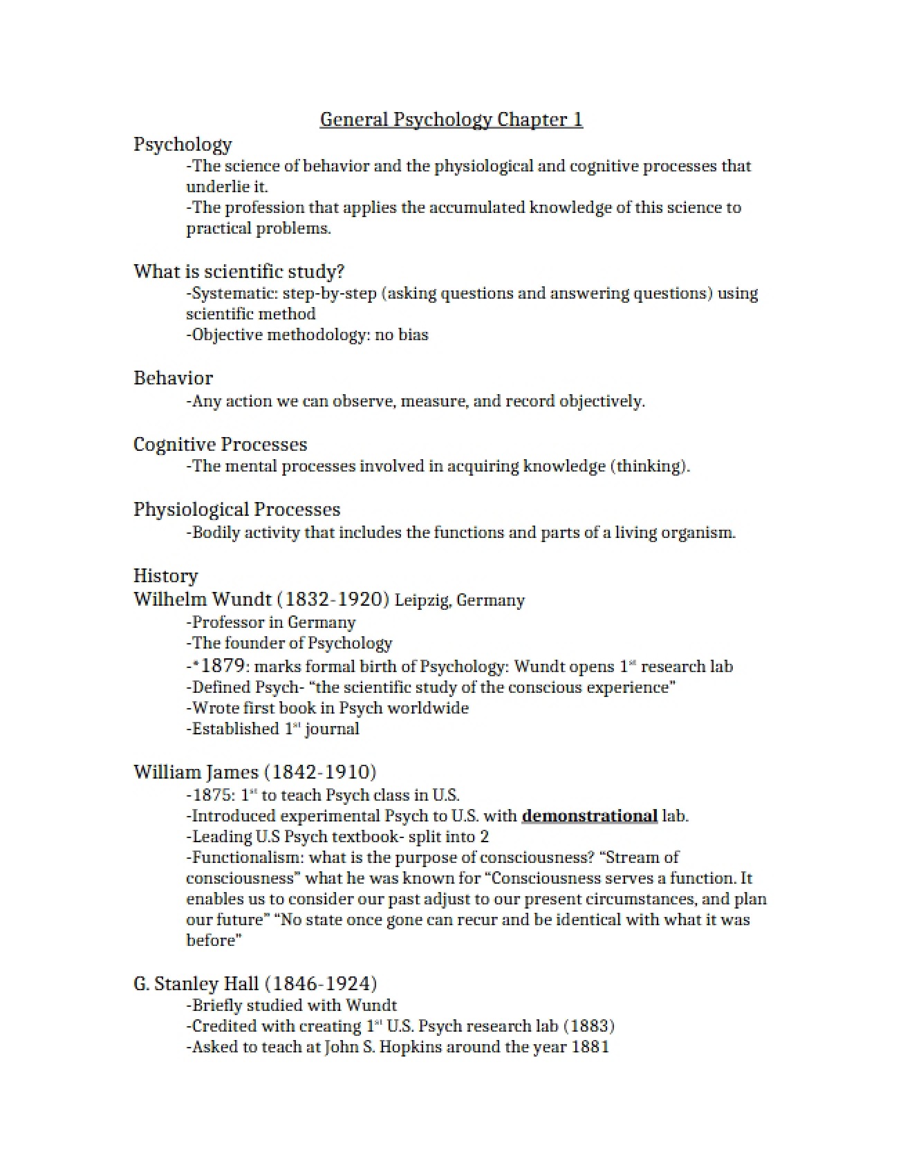 First Chapter of General Psychology