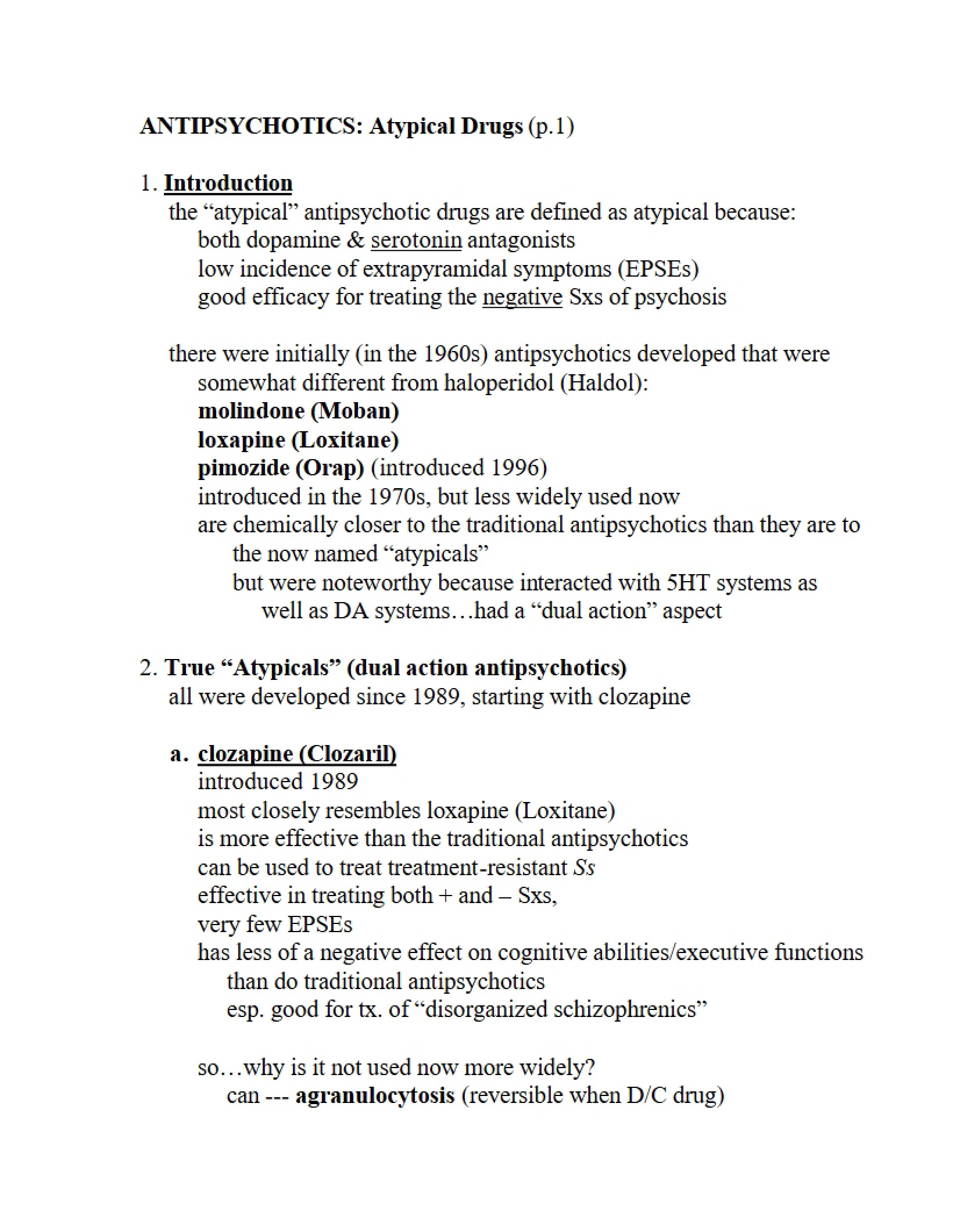 Atypical Antipsychotic Drugs