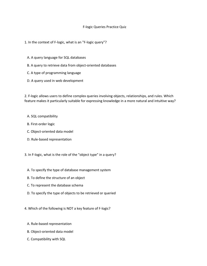 Practice Quiz on F-logic Queries