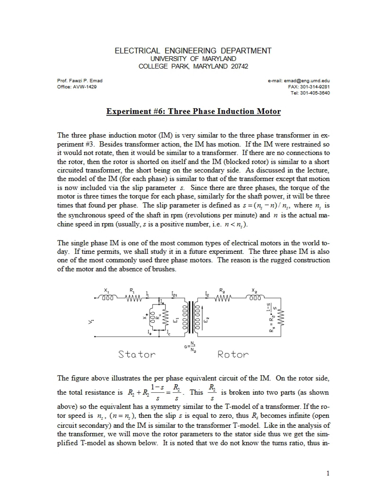 Lab 6 Induction Motor (Three Phase)