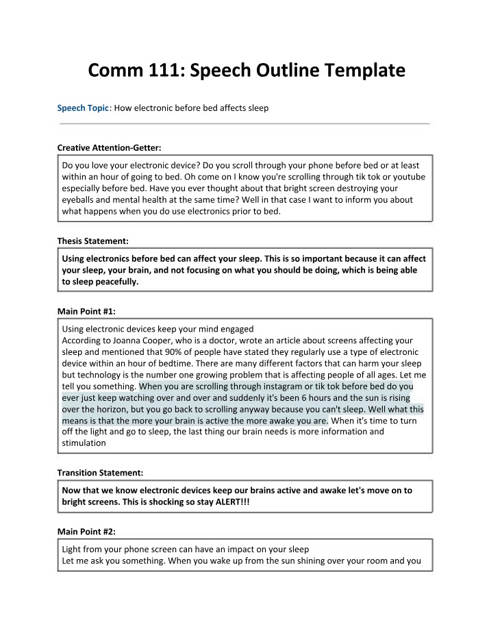 COMM111 - Speech Outline Template