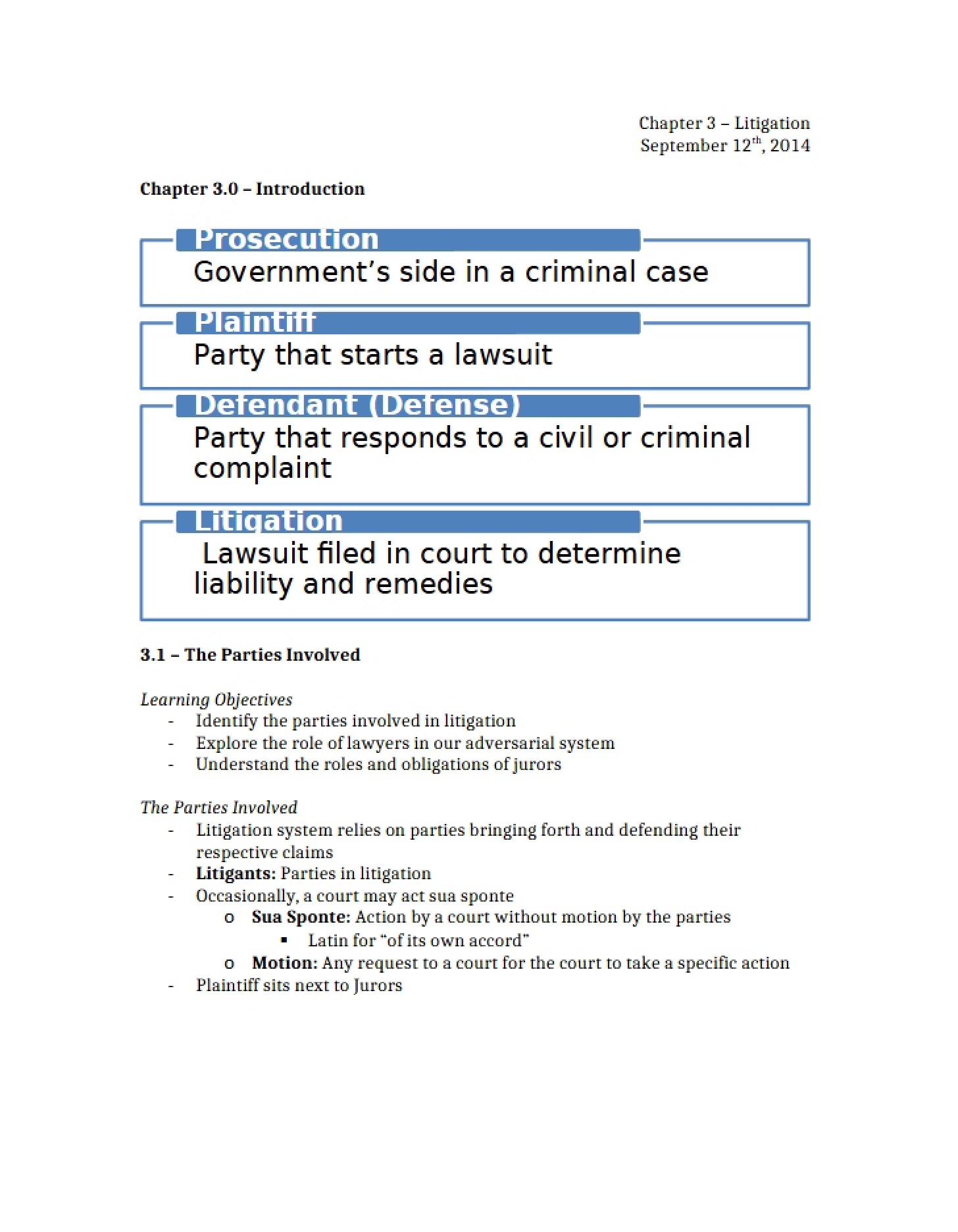 Litigation Process (Chapter 3)