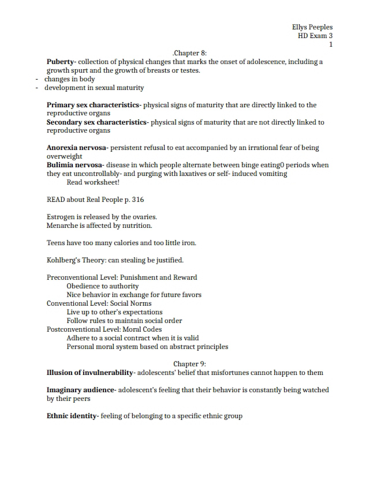 Study Guide for Exam Three